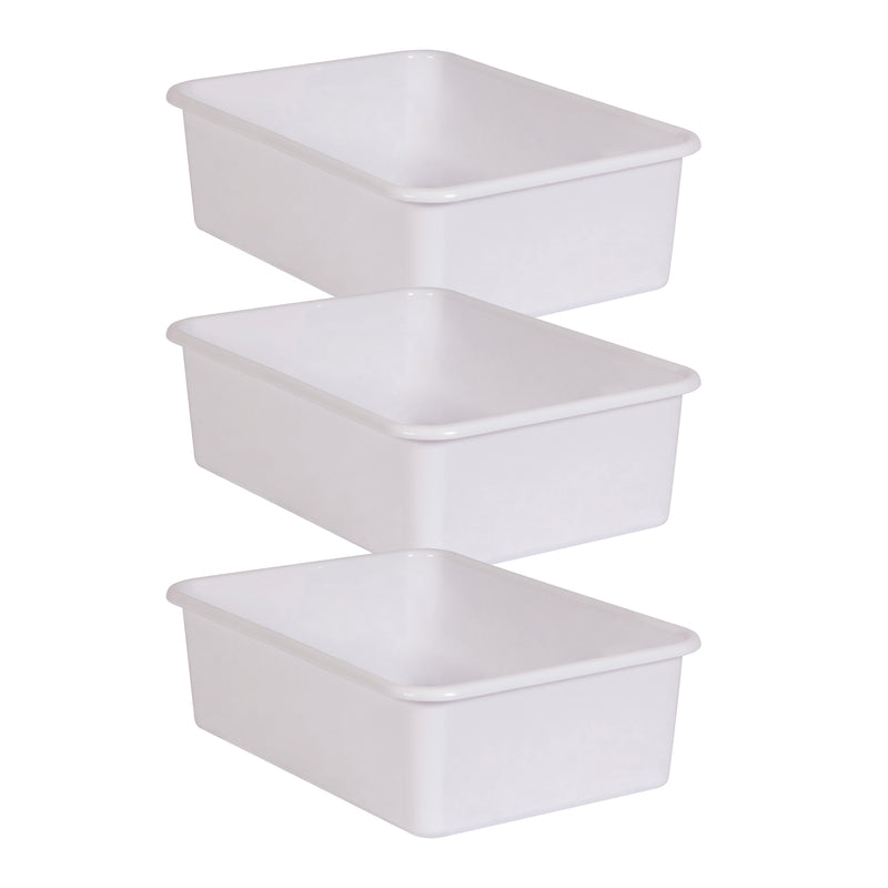 (3 Ea) White Large Plastic Storage Bin