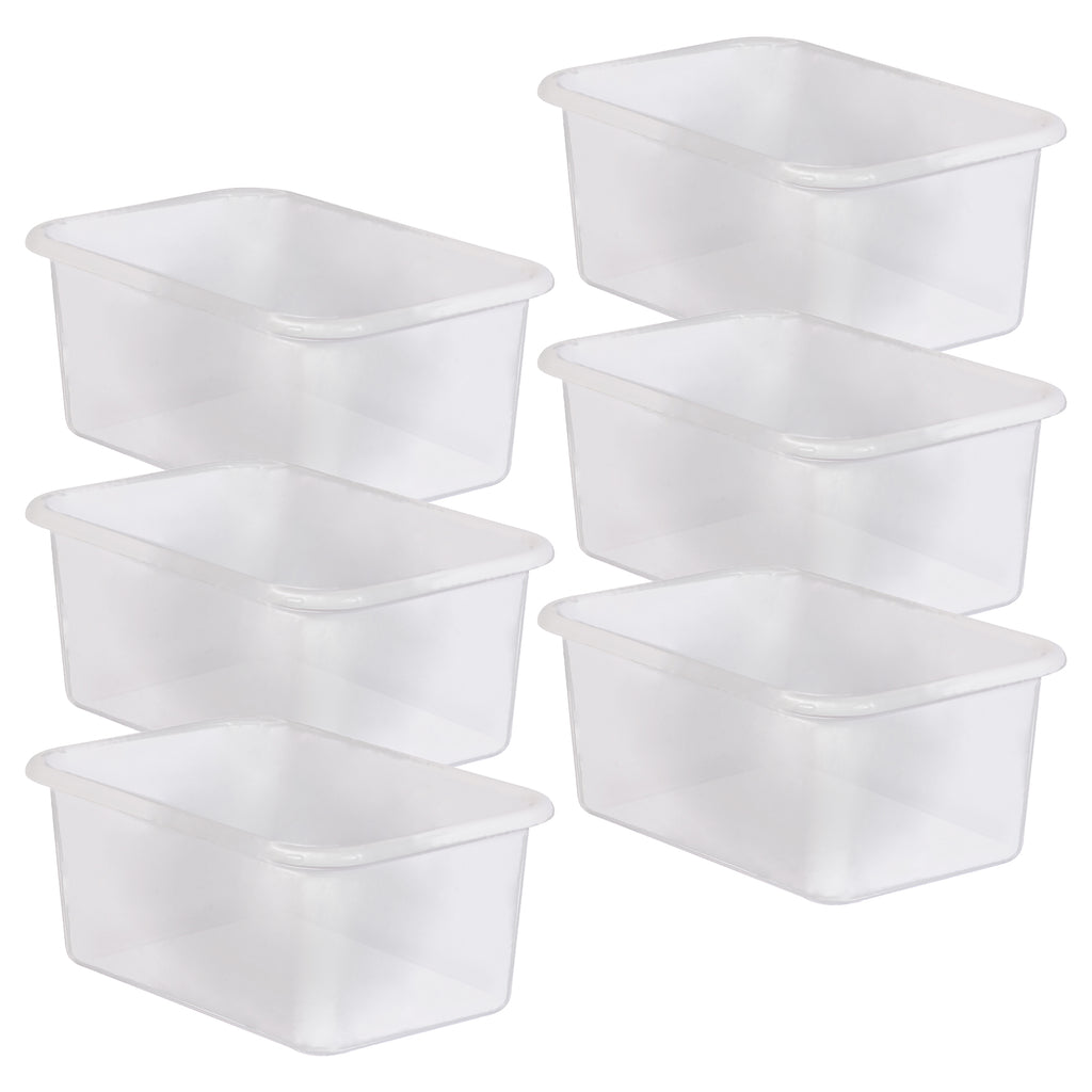 Small Plastic Storage Bin, Clear, Pack of 6