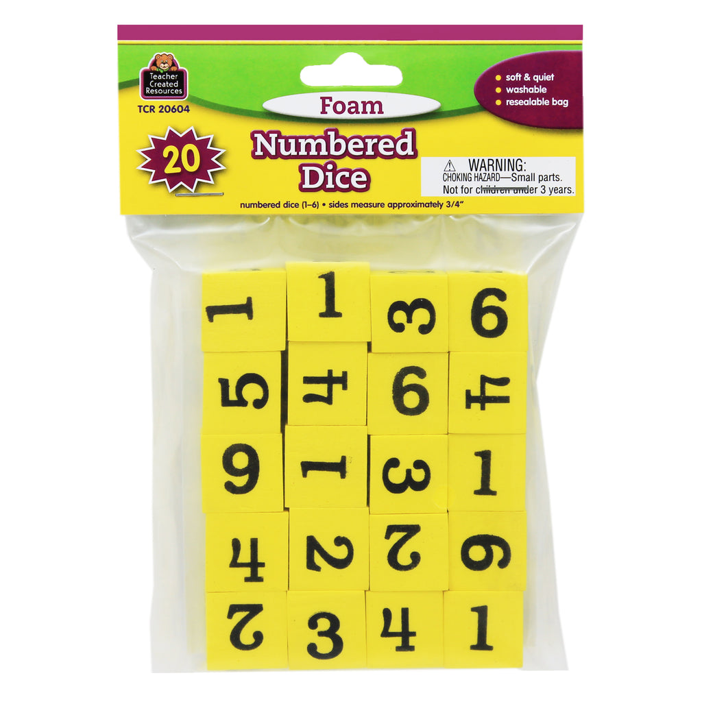 (3 Pk) Foam Numbered Dice Numerals 1-6