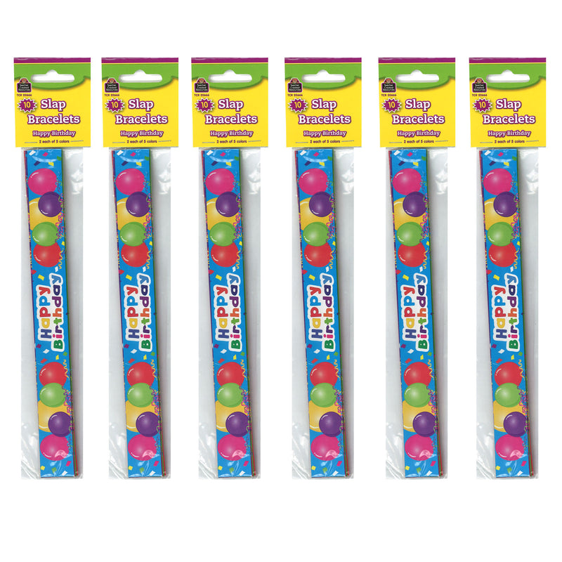 (6 Pk) Slap Bracelets Happy Birthday Balloons