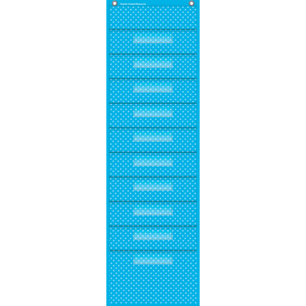 Aqua Polka Dots 10 Pocket File Storage Pocket Chart