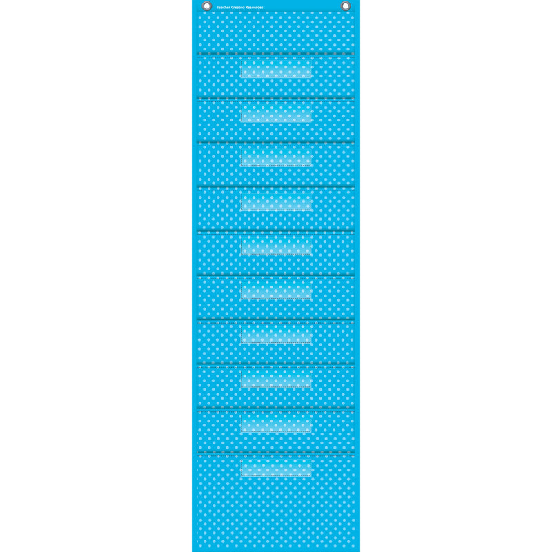 Aqua Polka Dots 10 Pocket File Storage Pocket Chart