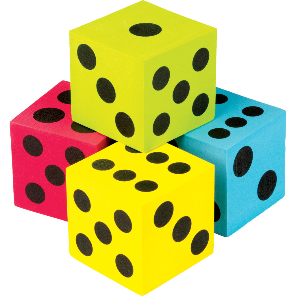 (3 Pk) 4 Pack Foam Colorful Jumbo Dice