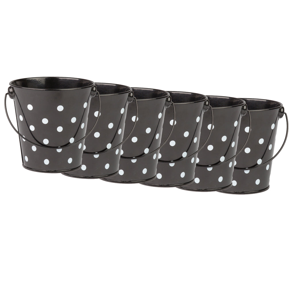 (6 Ea) Black Polka Dots Bucket