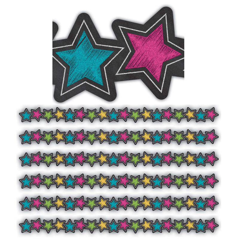 (6 Pk) Chlkbrd Brights Stars Diecut Border Trim