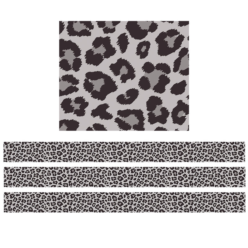 (6 Pk) Gray Leopard Print Straight Border