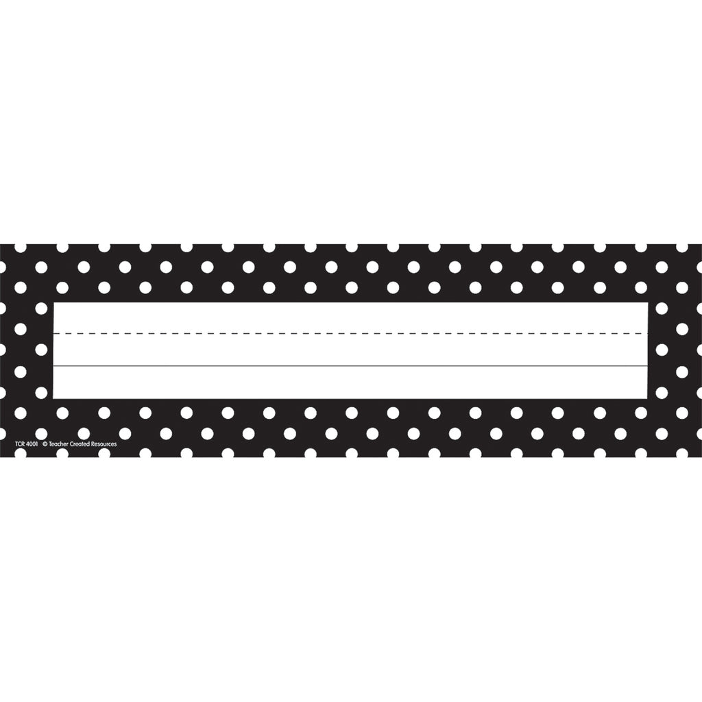 (6 Pk) Black Polka Dots Name Plates