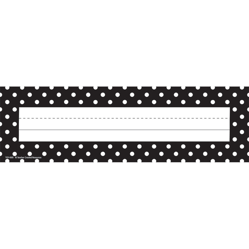 (6 Pk) Black Polka Dots Name Plates