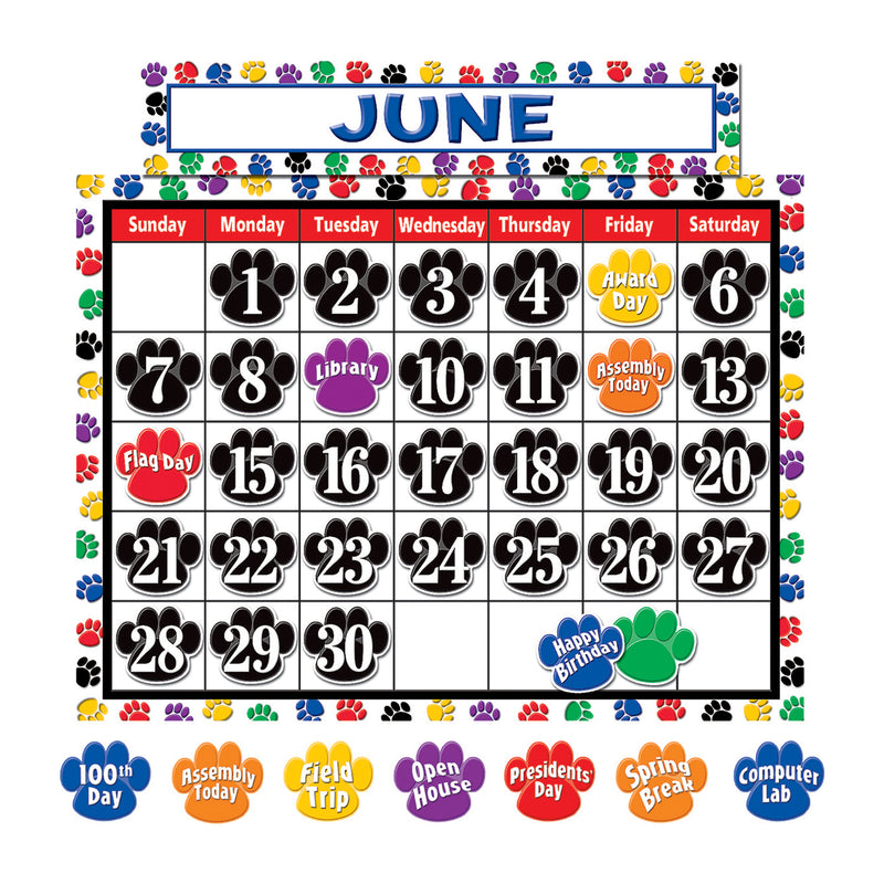 Colorful Paw Prints Calendar Bb Set