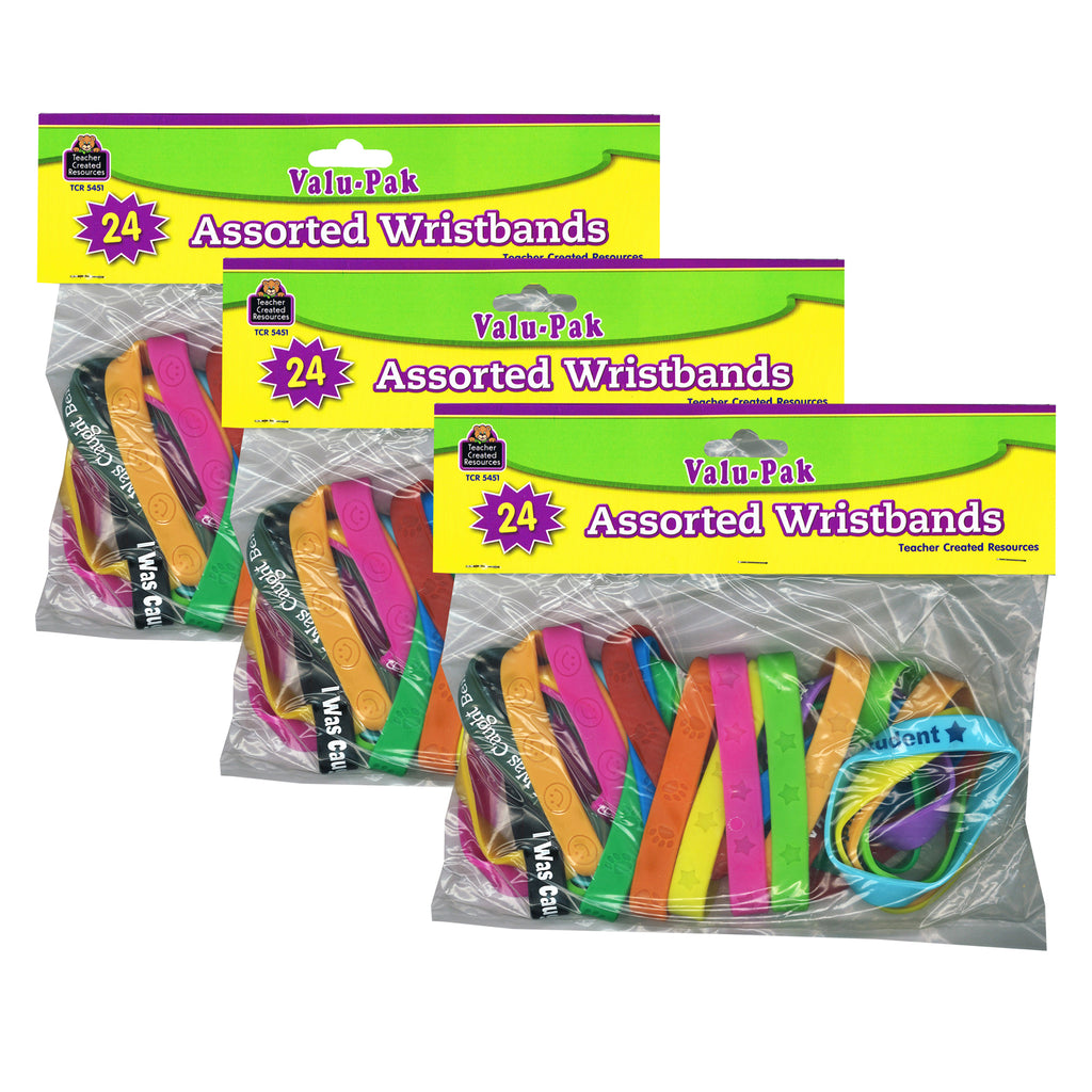 (3 Pk) Wristbands Valu Pak 24  Per Pk