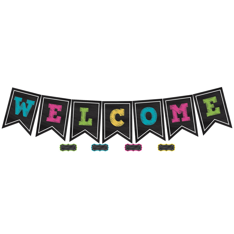 (2 Pk) Chalkboard Brights Pennants Welcome