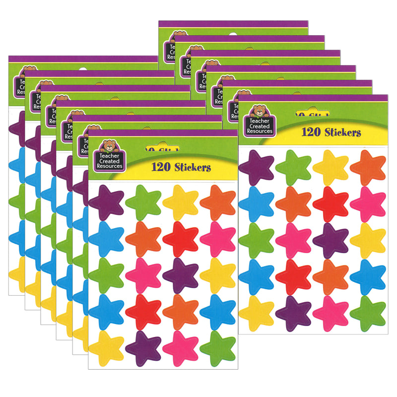 (12 Pk) Bright Stars Stickers Die Cut Star Shape