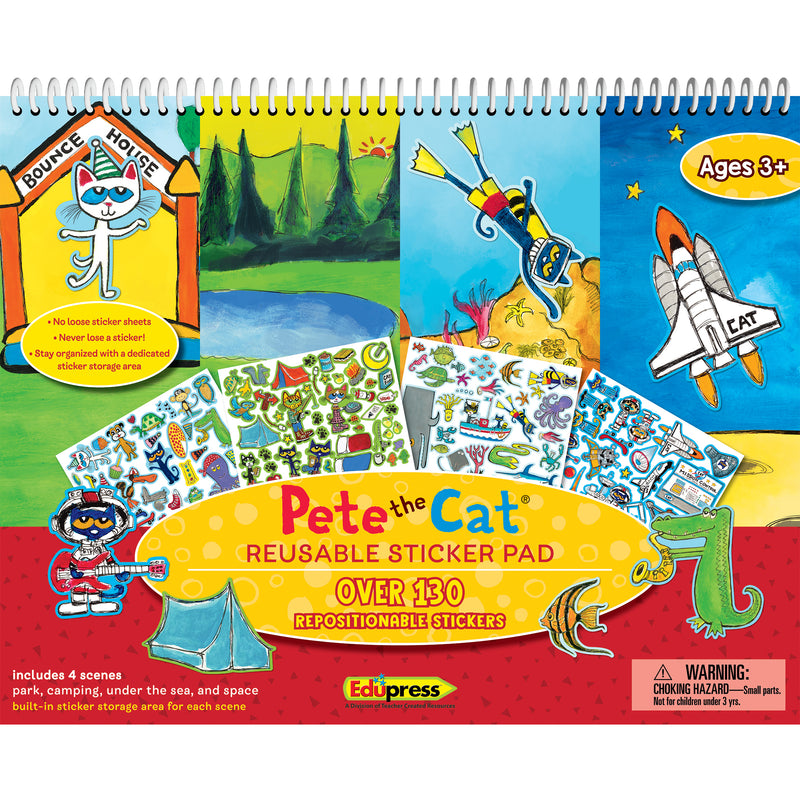 (3 Ea) Pete Cat Reusable Sticker