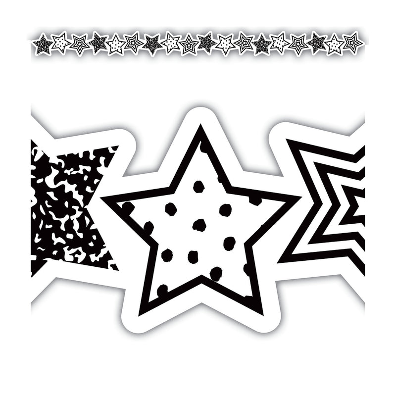 (6 Pk) Blk & Wht Stars Border Trim