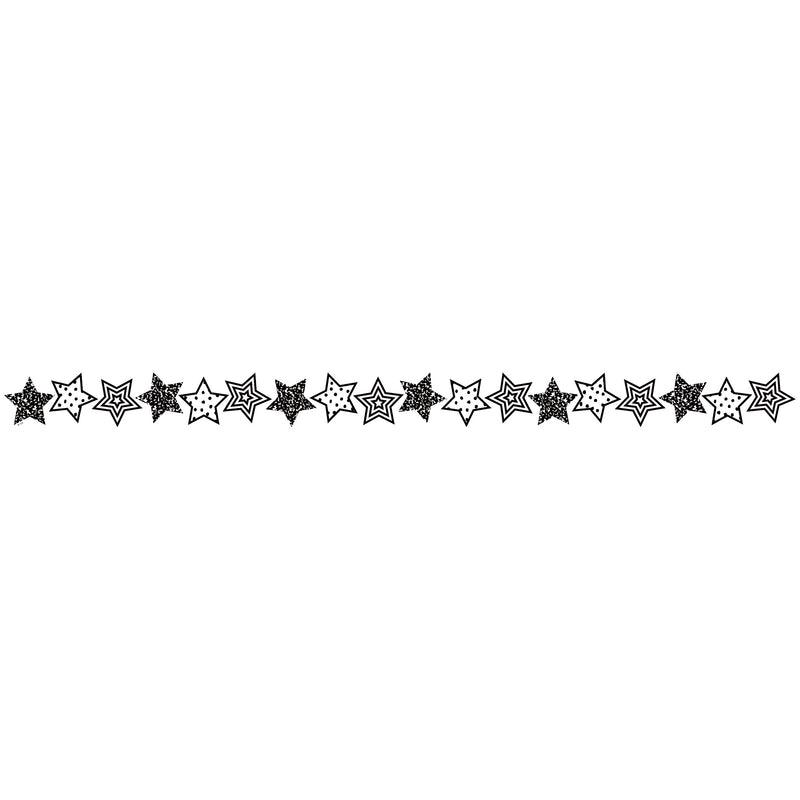 (6 Pk) Blk & Wht Stars Border Trim