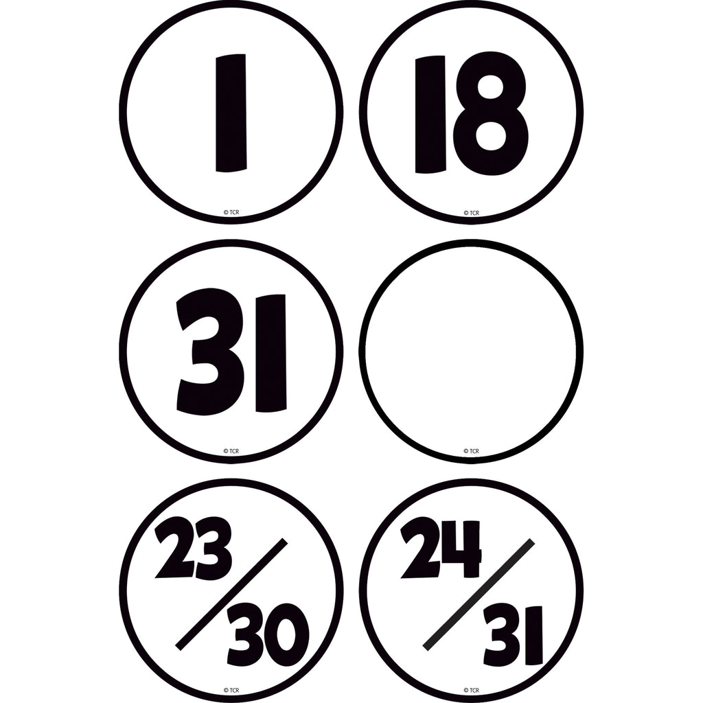 Black & White Calendar Days, Pack of 36