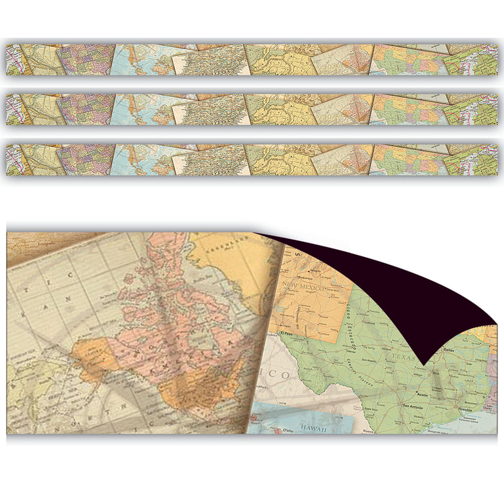 (3 Pk) Travel The Map Magnetic Border