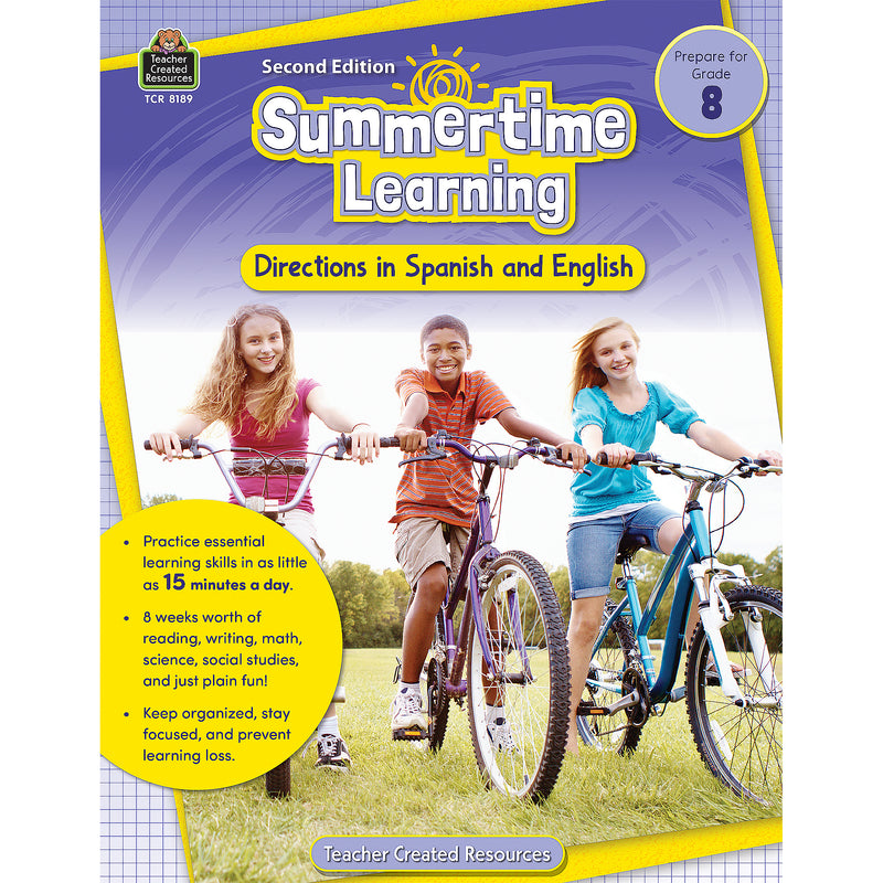 Summertime Learning Gr 8 2nd Ed English & Spanish Directions