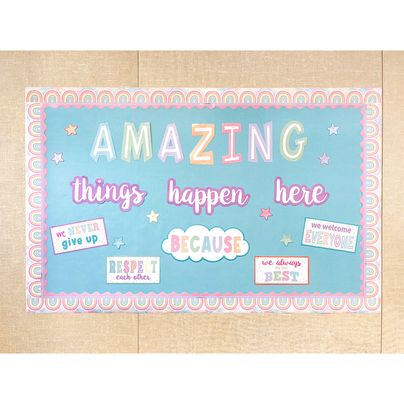 Pastel Pop Amazing Things Happen Here Bulletin Board Set