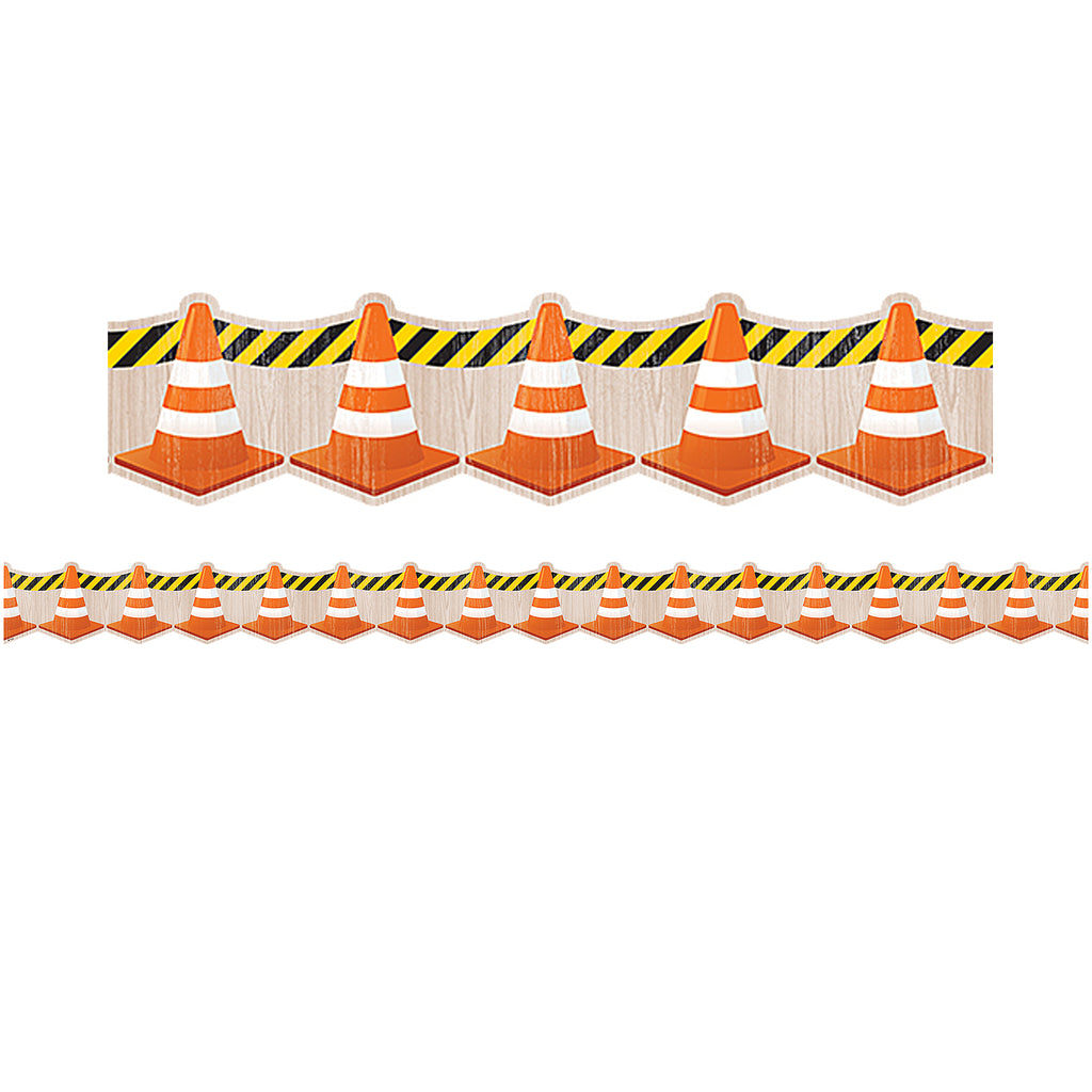 (6 Pk) Construction Cones Die-cut Border