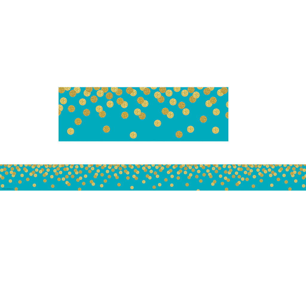 (6 Pk) Teal Confetti Straight Border Trim