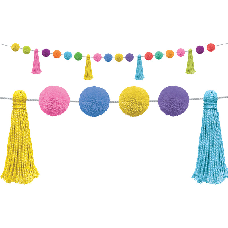 Colorful Pom-poms & Tassels Garland