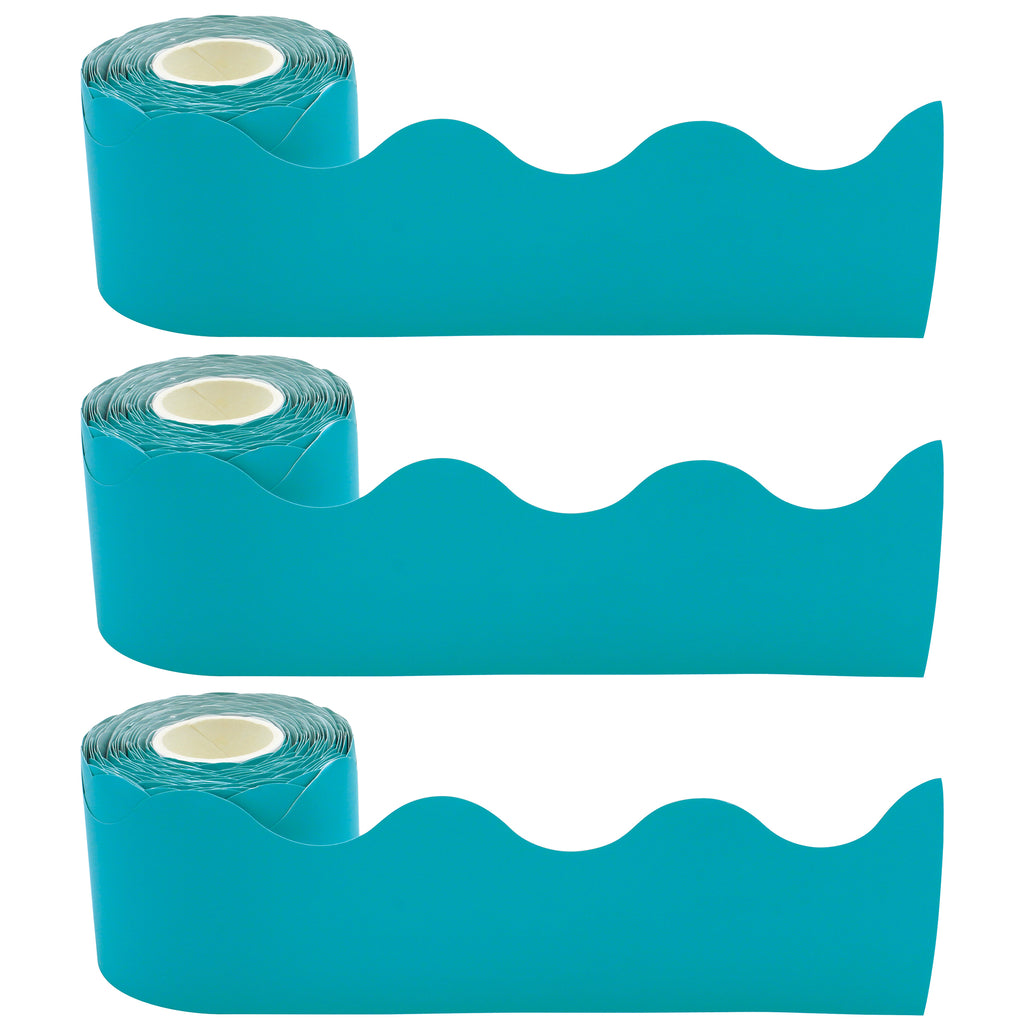 (3 Pk) Teal Scalloped Rolled Border Trim