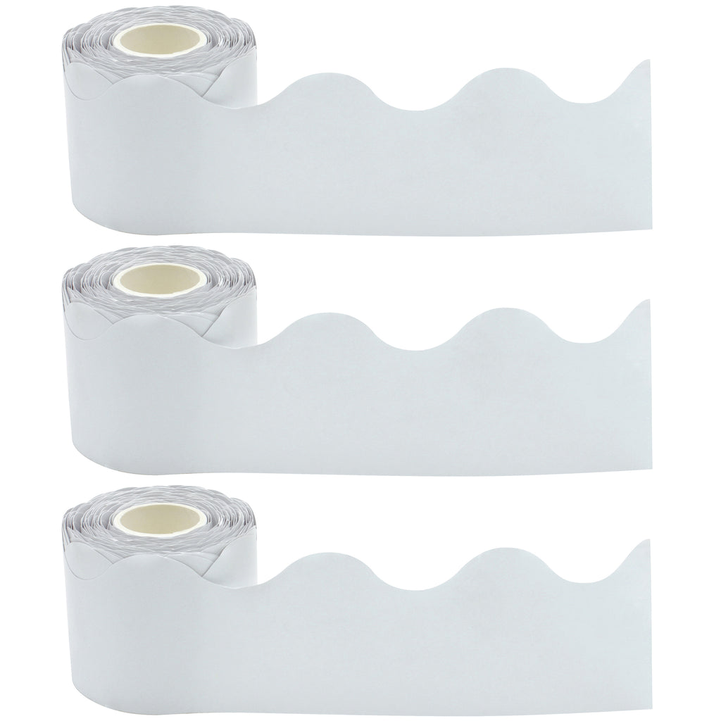 (3 Pk) White Scalloped Rolled Bordr Trim