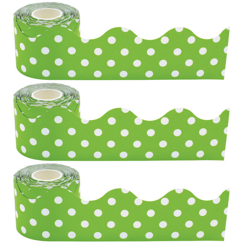 (3 Pk) Lime Polka Dots Rolled Trim