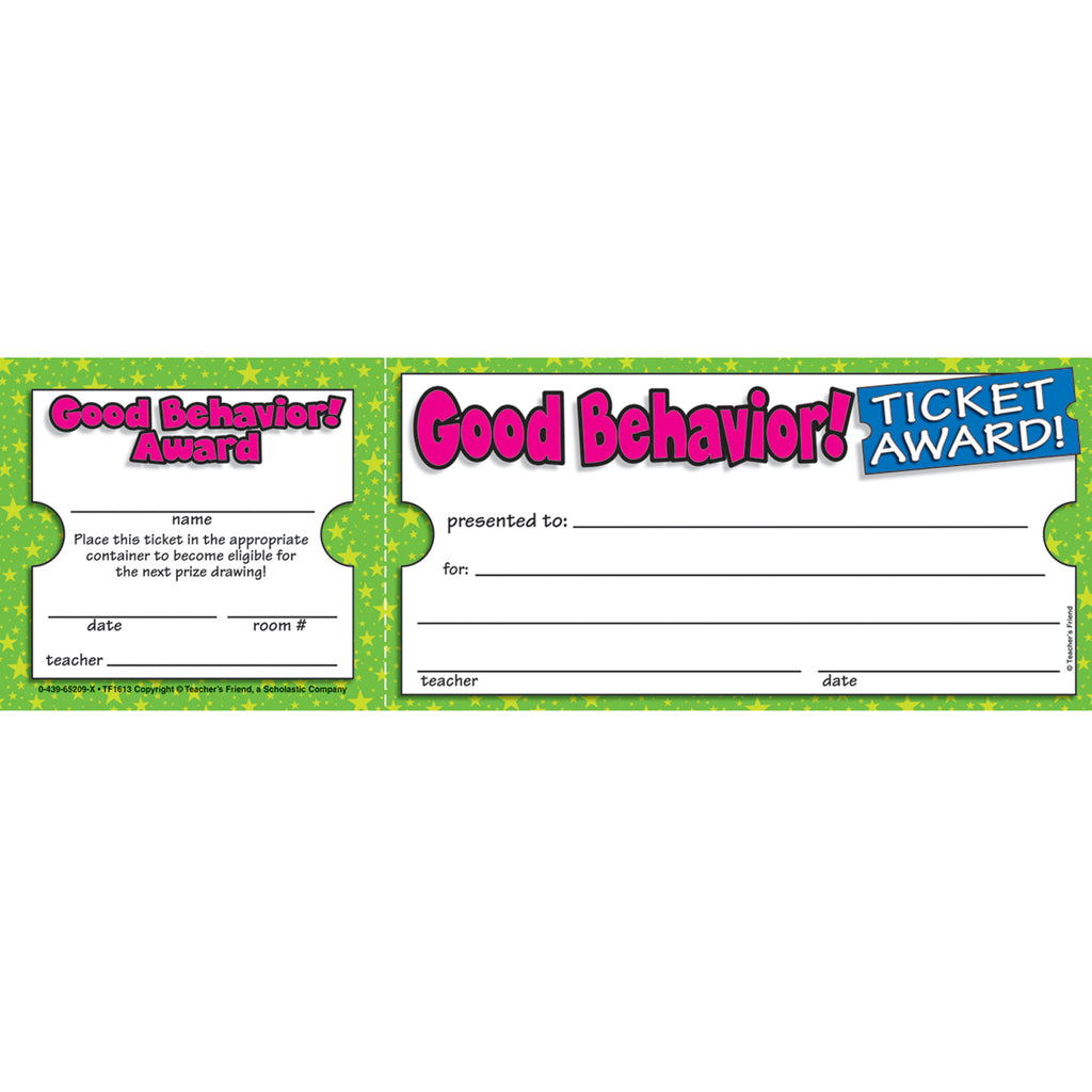 (6 Pk) Good Behavior Ticket Awards