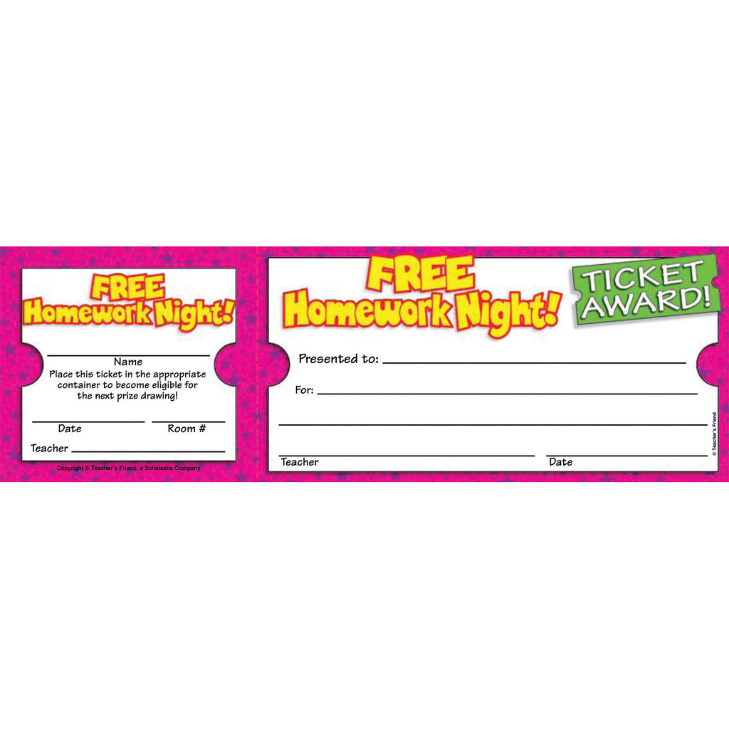 (6 Pk) Free Homework Night Ticket Awards