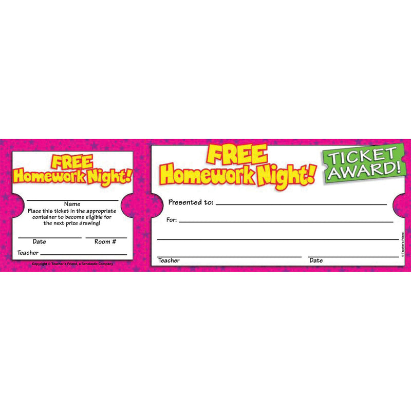 (6 Pk) Free Homework Night Ticket Awards