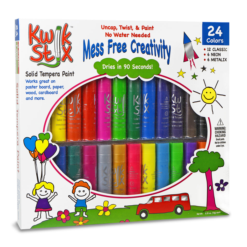 Kwik Stix 24 Pack 12 Classic 6 Neon And 6 Metallic Colors