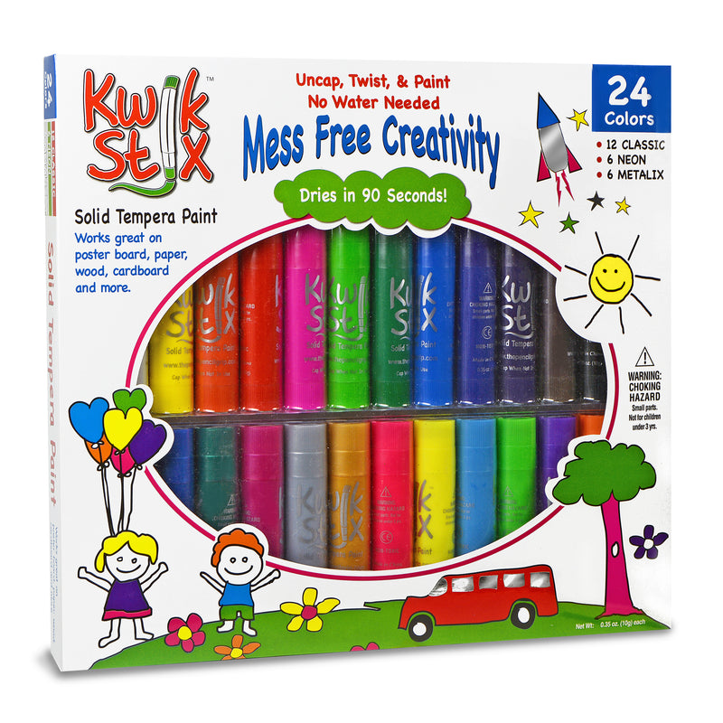 Kwik Stix 24 Pack 12 Classic 6 Neon And 6 Metallic Colors
