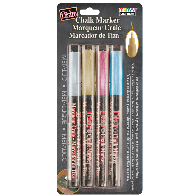 Bistro Chalk Markers Set Metallic 4-color Fine Tip