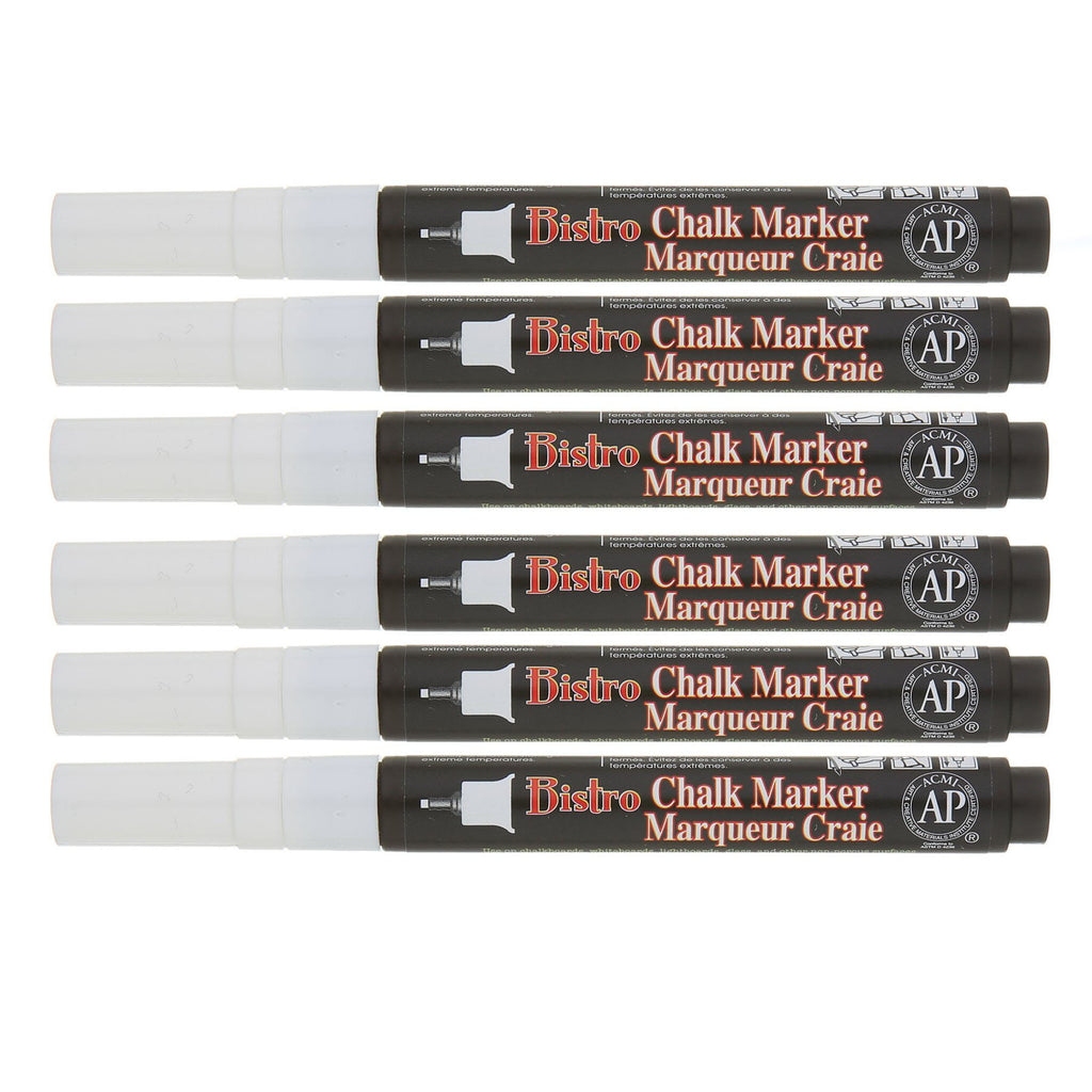 (6 Ea) Bistro Single Wht Marker Extra Fine Tip