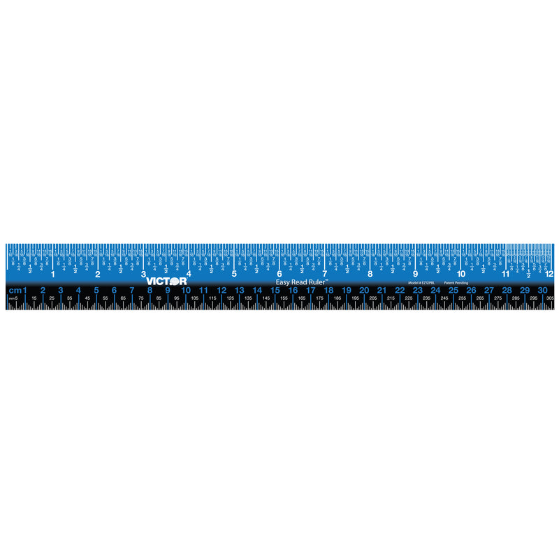 12in Ruler Plastic Blue Black