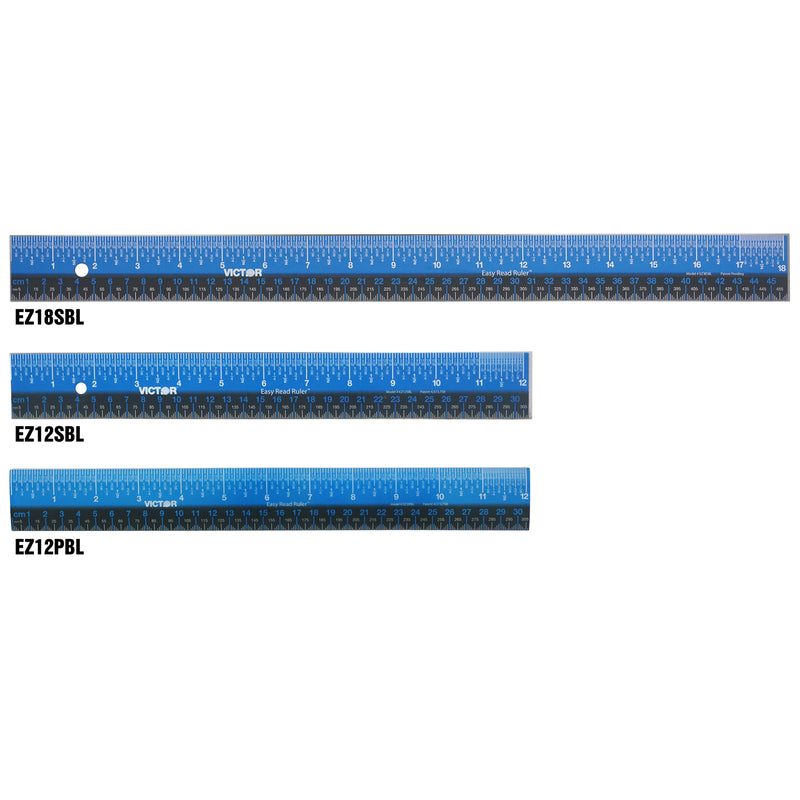 12in Ruler Plastic Blue Black