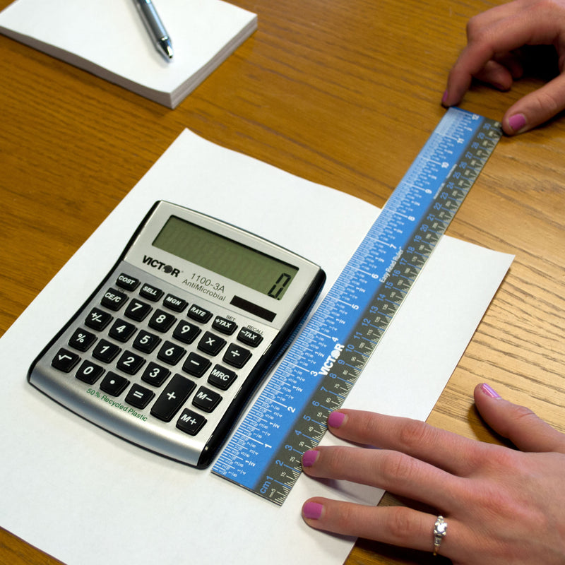 12in Ruler Stainless Steel Blu Blk