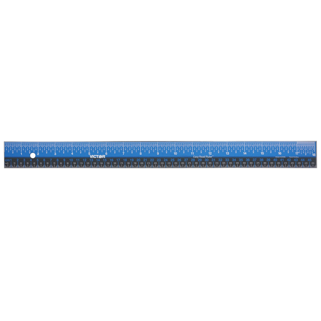 18in Ruler Stainless Steel Blu Blk