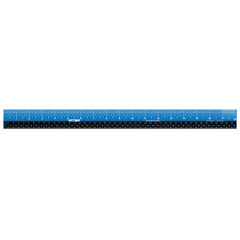 18in Ruler Stainless Steel Blu Blk