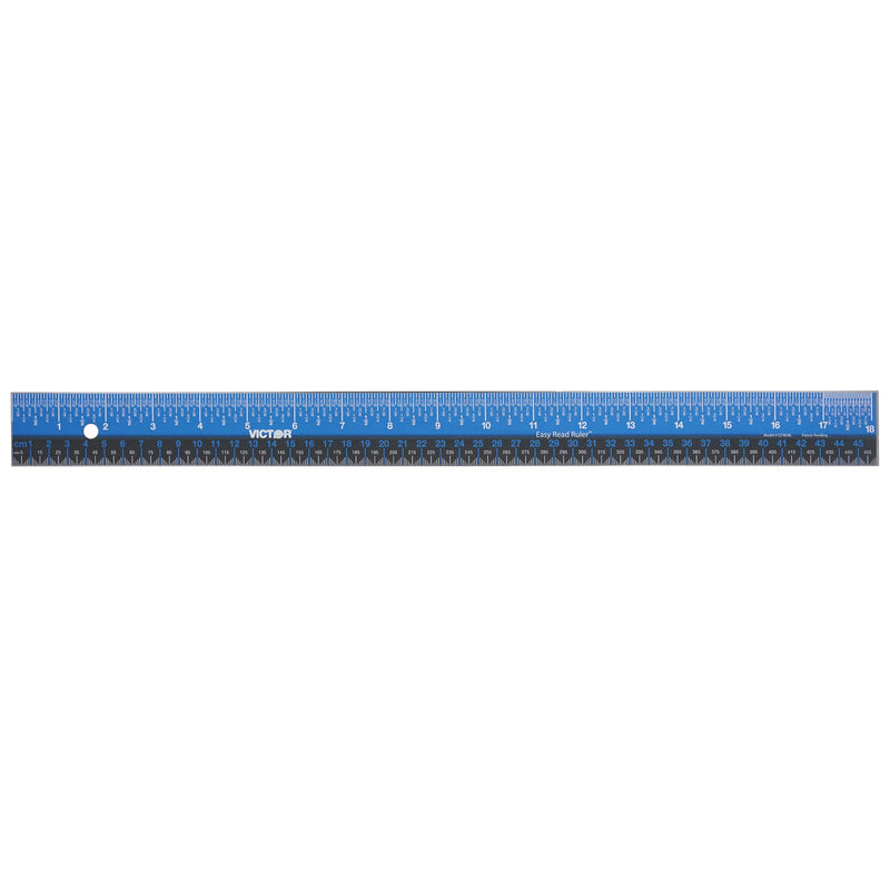18in Ruler Stainless Steel Blu Blk