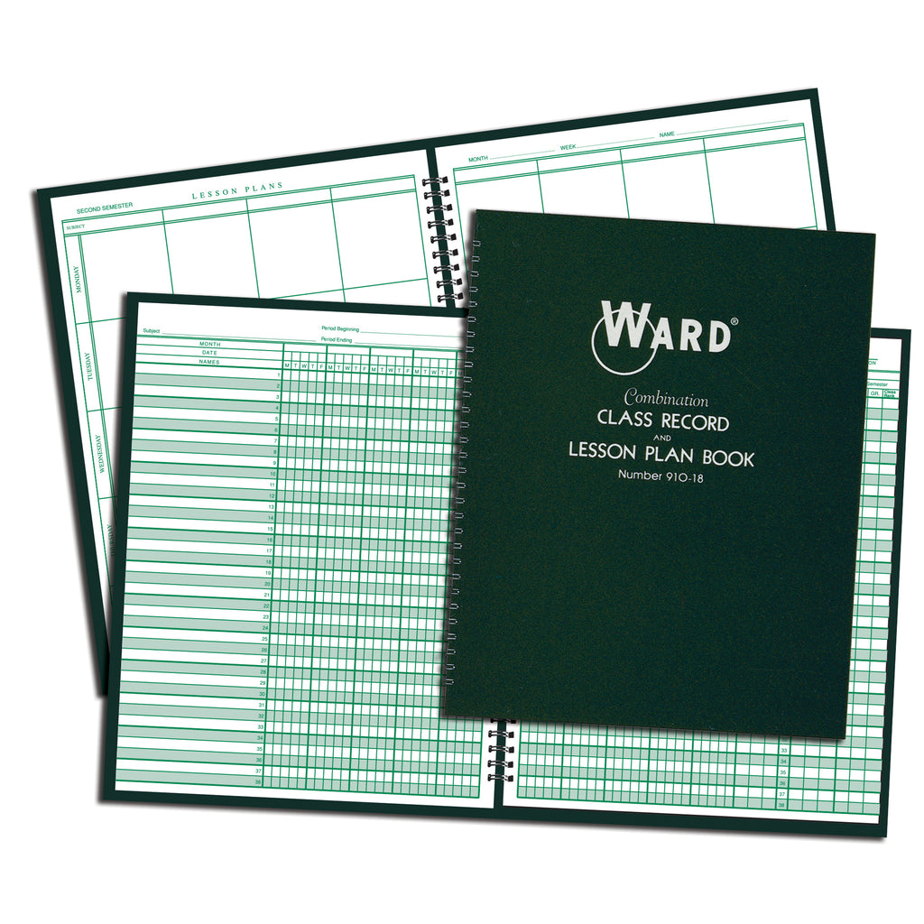 (2 Ea) Record & Lesson Plan Combo Book 8 Period 9 Week Class