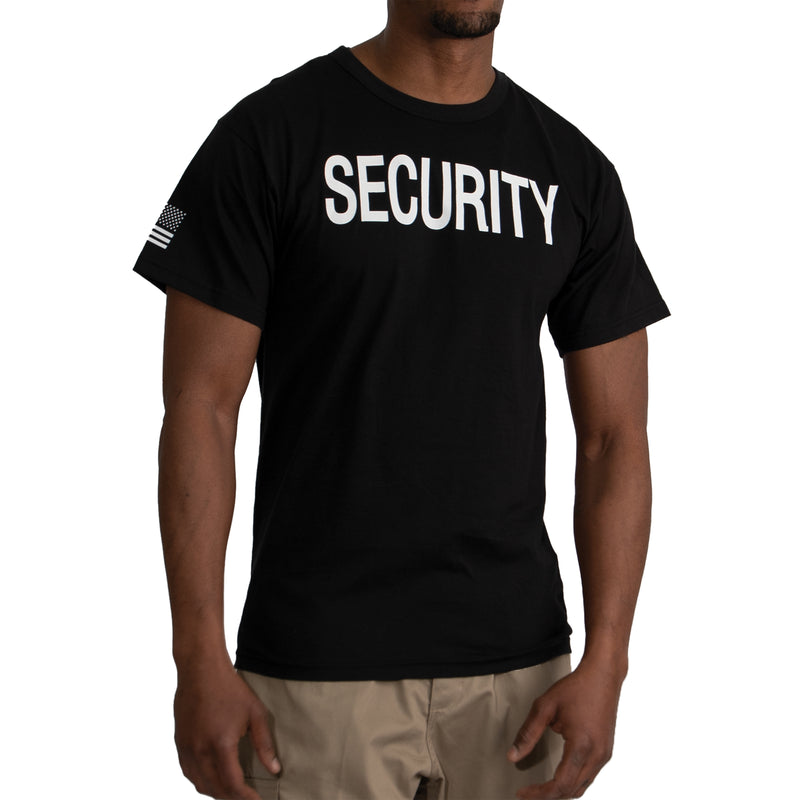 Rothco 2-Sided Security T-Shirt with US Flag On Sleeve - Black