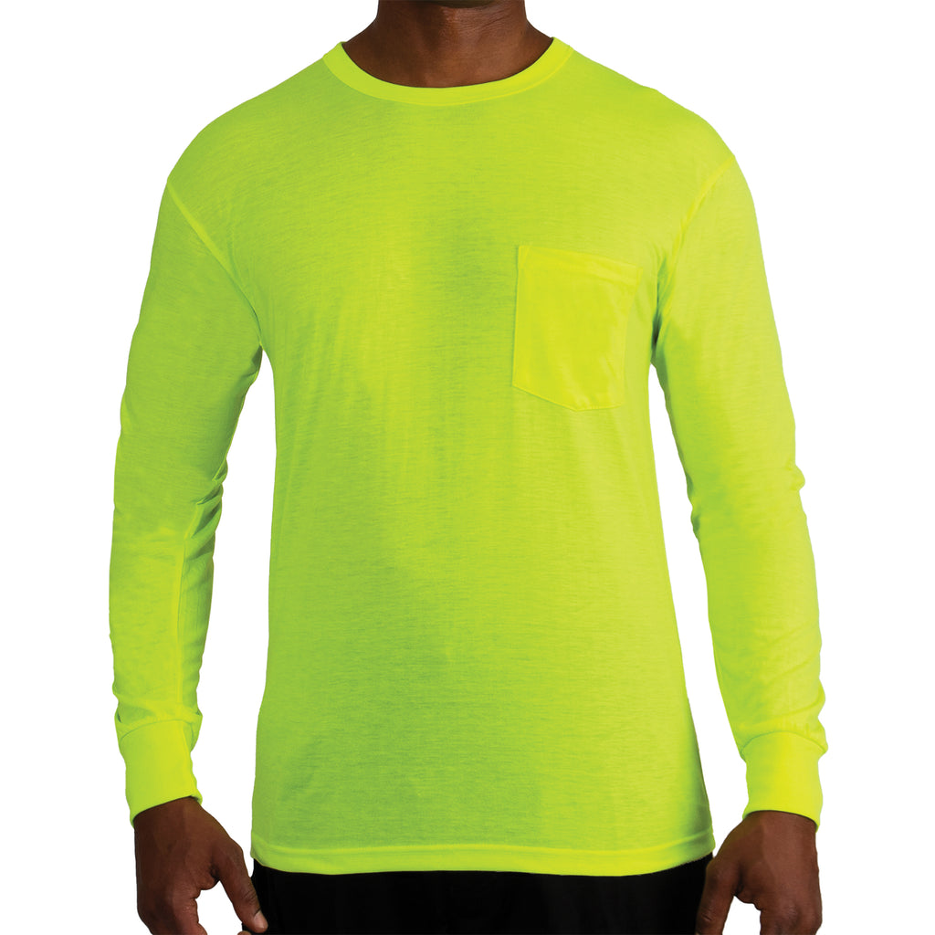 Rothco Moisture Wicking Long Sleeve Pocket T-Shirt - Safety Green