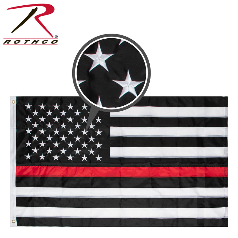 Rothco Deluxe Thin Red Line Flag - 3' X 5'