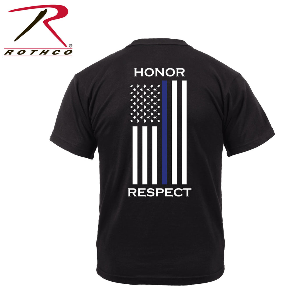 Rothco Honor and Respect 2-Sided Thin Blue Line Flag T-Shirt - Black