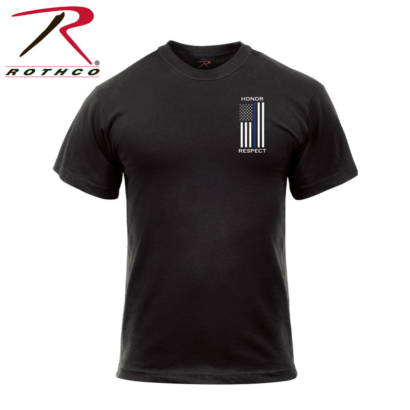 Rothco Honor and Respect 2-Sided Thin Blue Line Flag T-Shirt - Black