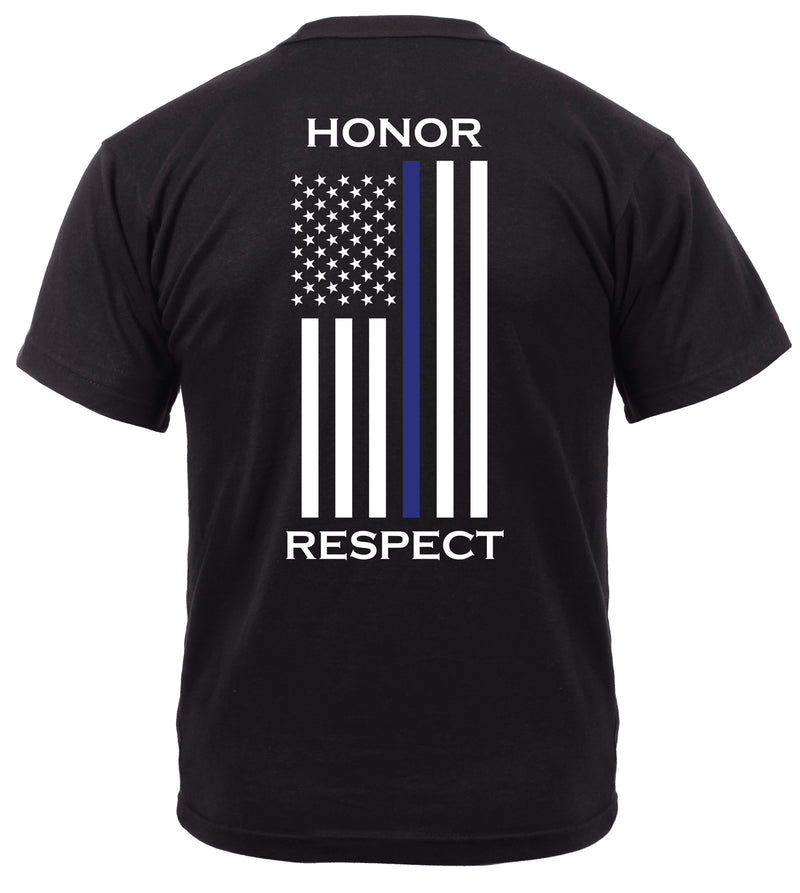 Rothco Honor and Respect 2-Sided Thin Blue Line Flag T-Shirt - Black