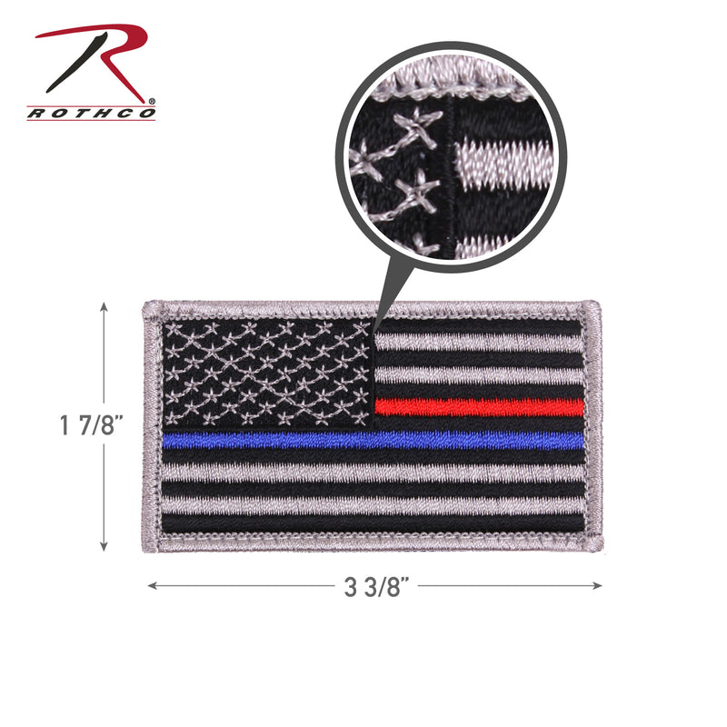 Rothco Thin Blue Line - Thin Red Line US Flag Patch - Hook Back